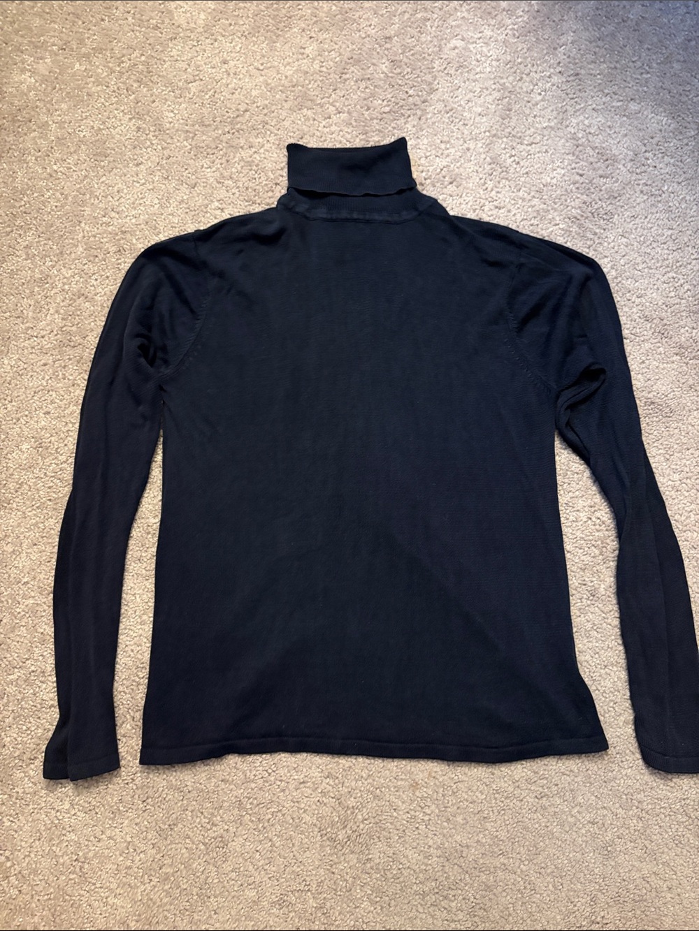 Herman Geist 100% Silk Navy Turtleneck Sweater - Classic Lightweight Rib Knit